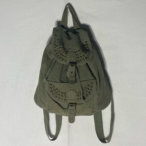 5/$25 Army Green Studded Canvas Backpack
